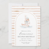 Sailor Bear Tan Stripe Birthday Arch Einladung (Vorderseite)