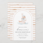 Sailor Bear Tan Stripe Birthday Arch Einladung (Vorne/Hinten)