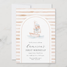 Sailor Bear Tan Stripe Erster Geburtstagsbogen