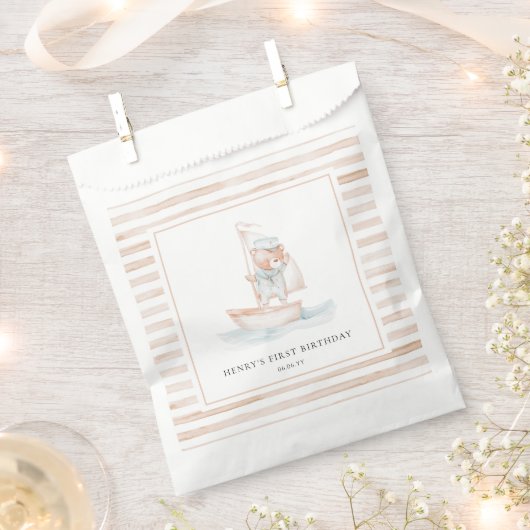 Sailor Bear Tan Stripe Geburtstag Geschenktütchen (Ausgeschnitten)