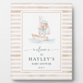 Sailor Bear Tan Stripe Willkommen Fotoplatte (Vorderseite)