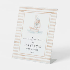 Sailor Bear Tan Stripe Willkommen Sockelschild