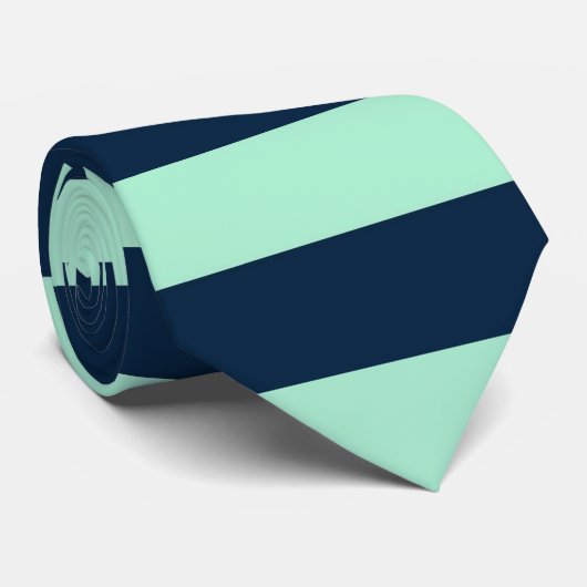 Sailor Blau und Minze Horizontale Streifen Krawatte (Gerollt)