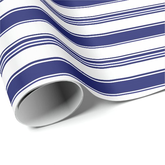 Sailor Blue & White Stripe (groß) Geschenkpapier (Rolleneckpunkt)