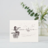 Sailor Boy mit Spyglass Sees Schooners Postkarte (Stehend Vorderseite)