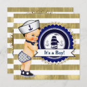 Sailor Boy Nautical Baby Dusche Einladung (Vorne/Hinten)