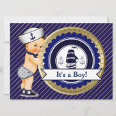 Sailor Boy Navy Nautical Baby Shooter Einladung (Vorderseite)