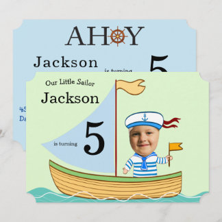 Sailor Boys 5th Birthday Einladung
