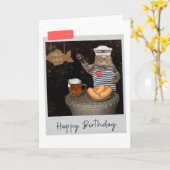 Sailor Cat im Pub Funny Birthday Card Karte (Gelbe Blume)