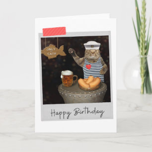 Sailor Cat im Pub Funny Birthday Card Karte