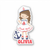 Sailor First Mate Aufkleber mit Namen (Vorderseite)