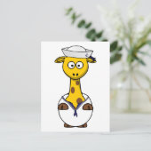 Sailor Giraffe Cartoon Postkarte (Stehend Vorderseite)