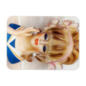 Sailor Girl Head Vase Pink Bows Long Blonde Hair Magnet (Horizontal)