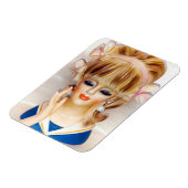 Sailor Girl Head Vase Pink Bows Long Blonde Hair Magnet (Linke Seite)