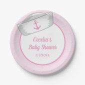 Sailor Hat Girl Nautical Baby Shower Pappteller (Vorderseite)