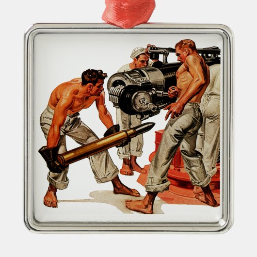 Sailor Hunks Laden der Big Gun Silbernes Ornament (Vorne)