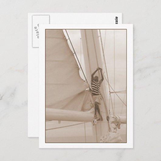 Sailor im Rigging Sepia Postcard Postkarte (Vorne/Hinten)