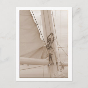 Sailor im Rigging Sepia Postcard Postkarte
