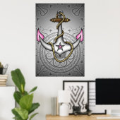 Sailor Jerry Retro Tattoo Anchor Chic Grunge Poster (Heimbüro)