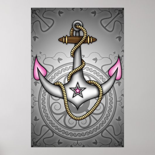Sailor Jerry Retro Tattoo Anchor Chic Grunge Poster (Vorne)