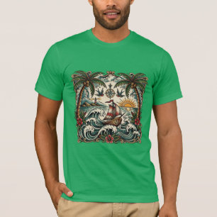 Sailor Jerry Style Tropisches Paradies T-Shirt – T