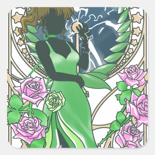 Sailor Jupiter Thunder Oak Evolution Quadratischer Aufkleber (Vorderseite)