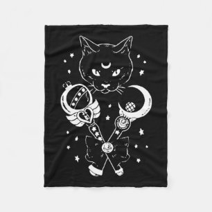 Sailor Meow Niedlich Moon Cat Space Magic Gothic H Fleecedecke