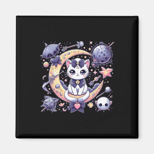 Sailor Meow Niedlich Moon Cat Space Magic Gothic H Magnet (Vorne)