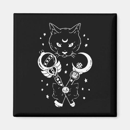 Sailor Meow Niedlich Moon Cat Space Magic Gothic H Magnet (Vorne)