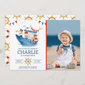 Sailor Nautical Summer Foto Einladung (Vorne/Hinten)
