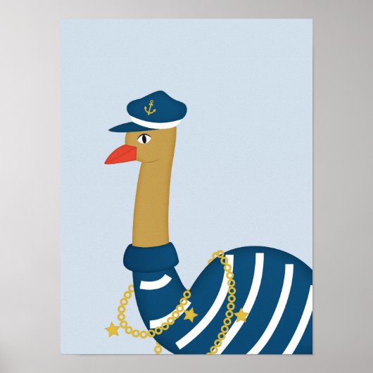 Sailor Ostrich – Scandinavian Nautical Nursery Poster (Vorne)