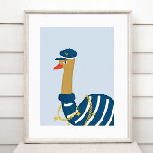 Sailor Ostrich – Scandinavian Nautical Nursery Poster