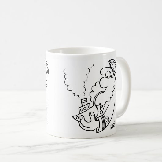 Sailor Puffen auf einem schiff-förmigen Rohr Kaffeetasse (VorderseiteRechts)