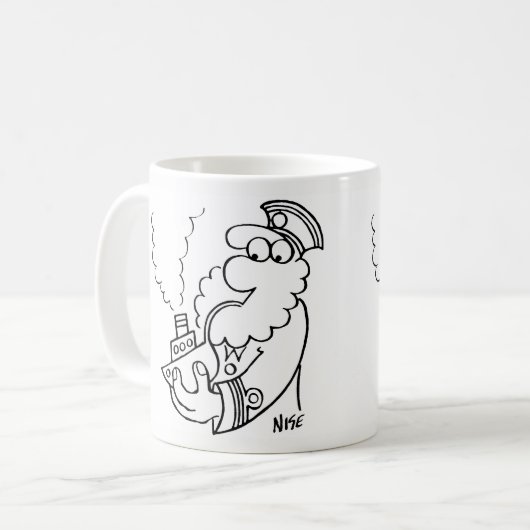 Sailor Puffen auf einem schiff-förmigen Rohr Kaffeetasse (Vorderseite Links)