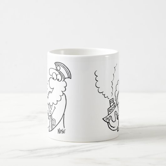 Sailor Puffen auf einem schiff-förmigen Rohr Kaffeetasse (Mittel)