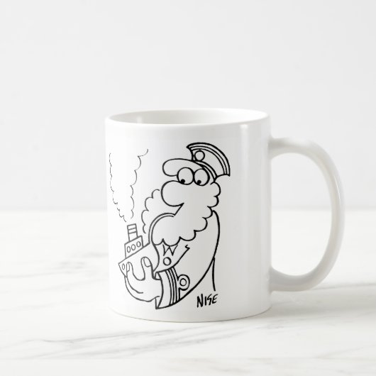 Sailor Puffen auf einem schiff-förmigen Rohr Kaffeetasse (Rechts)