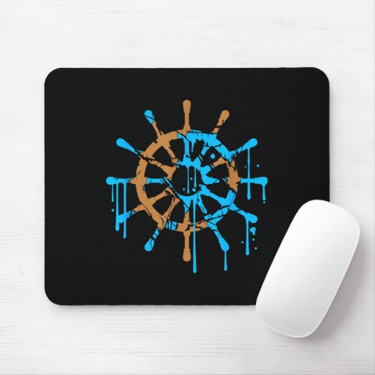 Sailor Ship Steering Wheel Graffiti Drops Sailing  Mousepad (Mit Mouse)
