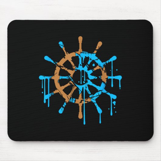 Sailor Ship Steering Wheel Graffiti Drops Sailing Mousepad (Vorne)