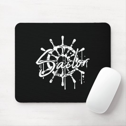 Sailor Ship Steering Wheel Graffiti Drops Sailing Mousepad (Mit Mouse)