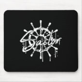 Sailor Ship Steering Wheel Graffiti Drops Sailing Mousepad (Vorne)