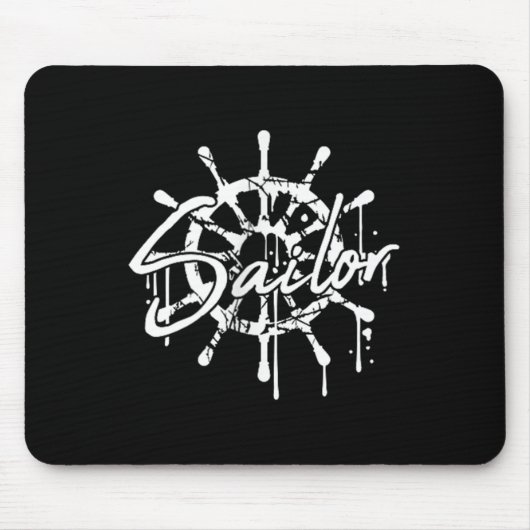 Sailor Ship Steering Wheel Graffiti Drops Sailing  Mousepad (Vorne)