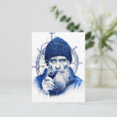 Sailor Steering Wooden Ship Wheel With Pipe Postkarte (Stehend Vorderseite)