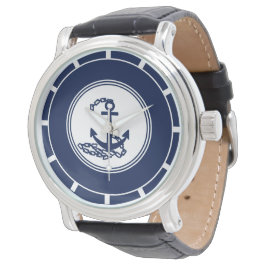 Sailor-Stil mit blauem und weißem Ankersymbol Armbanduhr