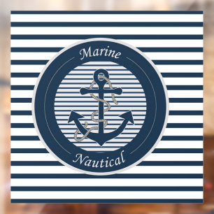 Sailor Streifen mit Anker und Seil auf weißem Hint Fensteraufkleber