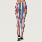 Sailor Stripes Nautic Blue, Red, White, Grau Leggings (Rückseite)