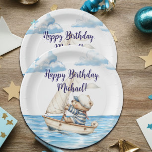 Sailor Teddy Bear Birthday Pappteller