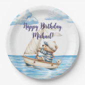 Sailor Teddy Bear Birthday Pappteller (Vorderseite)