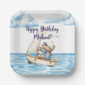 Sailor Teddy Bear Birthday Party Pappteller (Vorderseite)