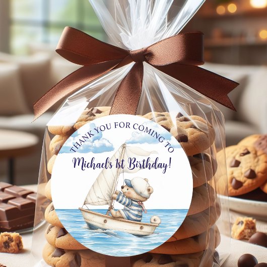 Sailor Teddy Bear Birthday Party Runder Aufkleber