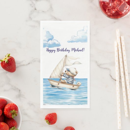 Sailor Teddy Bear Birthday Serviette (Beispiel)